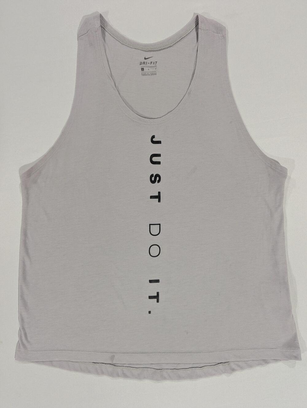 Nike Tank Top Womens L Gray Dri-FIT Just Do It Sleeveless Athletic Workout Gym